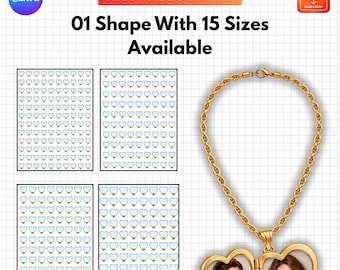 Custom Photo Heart Locket Template, Heart Necklace Photo Canva, Personalized Locket Template, 15 Sizes, Editable Drag & Drop