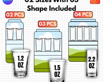 Shot Glass Box Template, Shot Glass Holder Canva, Shot Glass Packaging, 1.2 oz 1.5 oz 2.2 oz Box, Editable Party Favor Template