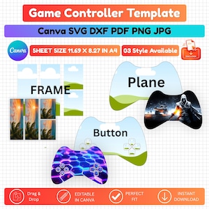 Game Controller Template, Editable Controller Skin, Gaming Controller Wrap, Canva Controller Design, Gamer Gift, Printable Controller