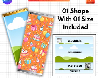 Chocolate Bar Wrapper Template, 1.55oz Candy Bar Canva Template, Editable Chocolate Wrapper, Candy Bar Label, Party Favor, Printable Wrap