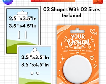 Button Pin Display Card Template, Pin Backer Card Canva, Button Pin Holder, Custom Pin Packaging, Printable Pin Card, 2 Sizes