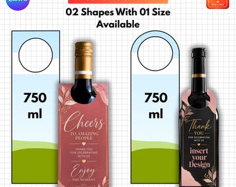 750ml Wine Bottle Tag Template, Wine Gift Tag Canva, Wine Bottle Favor Tag, Wine Tag SVG, Wedding Wine Tag, Printable Bottle Tag
