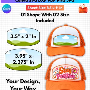 Hat Patch Canva Template, Trucker Hat Patch Template, Sublimation Patch Design, Editable Cap Badge, Iron On Patch, 2 Sizes