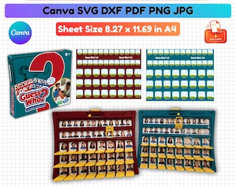 Guess Who Template, Custom Guessing Game Canva Template, Personalized Game Board, DIY Printable Game, 24 Character Cards, Editable