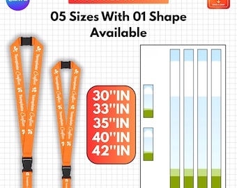Lanyard Canva Template, Lanyard Sublimation Template, ID Badge Holder, Blank Lanyard Design, 5 Sizes, Editable Drag & Drop Template