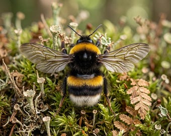 Véritable spécimen de bourdon, abeille naturalisée séchée pour la création d'objets en résine, l'encadrement, les collections d'objets insolites et curieux, et les fournitures de loisirs créatifs.