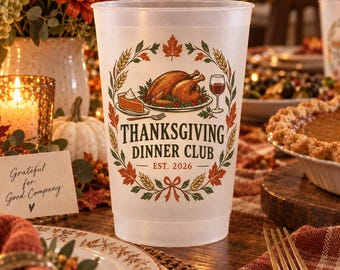 Gepersonaliseerde Thanksgiving-bekers met glazuur, bekers op maat voor een dinerfeest, cadeau voor Friendsgiving, herfsttafeldecoratie
