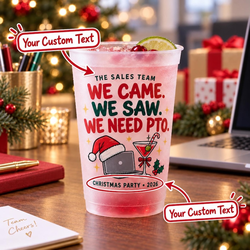 Retro Wedge Computer Custom Frosted Cups for Company Christmas Party, Personalized Work ...