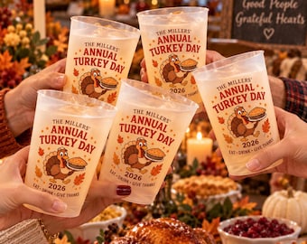 Gepersonaliseerde Thanksgiving-bekers met matglas, perfect als traktatie voor het hele gezin.