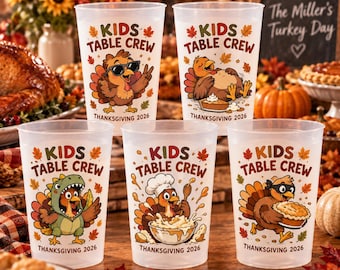 Kinderbekers van Table Crew met glazuurlaag, Thanksgiving-kalkoendesign (2026)