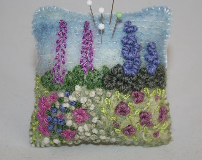 Cottage Garden Embroidered and Felted Pincushion Etsy