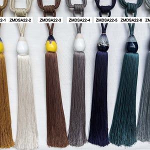 14-Inch Glazed Ceramic Bead Curtain Tieback, Minimalist Linen Fastener (Sold Individually)