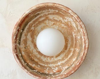 Aplique de pared de terracota Wabi Sabi hecho a mano, cerámica, arcilla de papel, lámpara de pared
