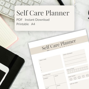 Zelfzorgplanner • Dagelijkse welzijnstracker • Doelen, beweging, voeding, slaap, stemming, hydratatie & affirmaties (printbaar)