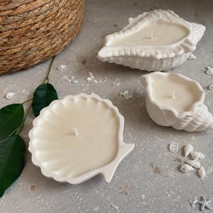 Luxury Handmade Set of 3 Shell Candles | Handmade in Wales