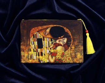 Gustav Klimt Kiss Clutch, Evening Handbag, Purse, Make up bag
