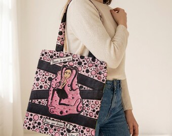 Dancer Tote Bag, Surreal Whimsical Art, Dance Class Shoulder Bag, Reusable Shopping