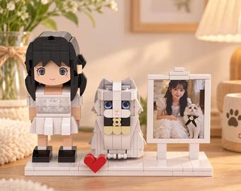 Statuette personalizzate per proprietario e animale domestico, kit di costruzione fai-da-te personalizzato, regalo ricordo con foto