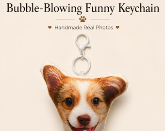 Portachiavi in peluche personalizzato con foto del tuo animale domestico, ciondolo personalizzato per borsa con cane o gatto