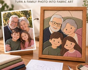 Custom Grandparents Kinusaiga Kit, Grandkids Photo DIY Fabric Art, Personalized Family Keepsake