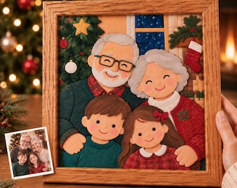 Regalo di Natale personalizzato per i nonni Kinusaiga, kit fai-da-te per creare opere d'arte su tessuto con foto, ricordo personalizzato per la famiglia.