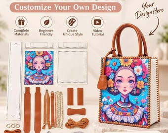 Kit fai da te per borsa in ecopelle, set per cucire borse personalizzabili, modello per principianti, regalo ideale.