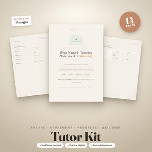 Tutor Client Welcome Onboarding Kit, Student Intake Agreement Progress Tracker, Editable PDF