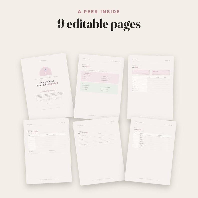 Editable Wedding Planner Binder, Budget, Guest List, Timeline Editable Wedding Planner Binder, Budget, Guest List, Timeline