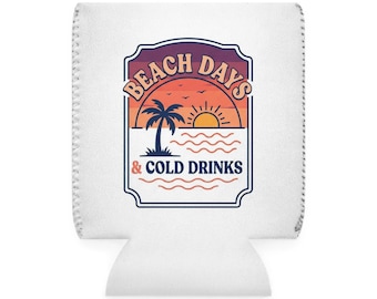 Retro Sunset Can Cooler Sleeve - Beach Day Drink Wrap