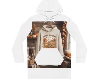 Herfstjurk met capuchon met pompoenpatch - Cosy Autumn Cottagecore-jurk