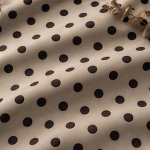 Rustic Oatmeal Polka Dot Fabric, Chocolate Brown Spot Print, Cotton Poplin Sewing Craft, 55" Wide By The Yard