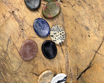Natural Crystal Worry Stone Smooth Pocket Stone Handmade Healing Inspired Gemstone Gift Meditation Stone Small Desk Decor