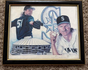 Randy Johnson Seattle Mariners Signed Anthony Douglas Lithograph 715/1000 Framed