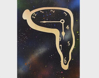 Salvador Dalí, Orologio che si scioglie, opera d'arte da parete in metallo. La persistenza della memoria, materiali e dimensioni personalizzabili.