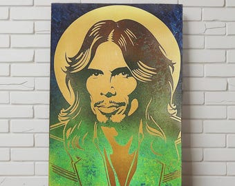 Ritratto di Steve Tyler. Opera d'arte originale ed esclusiva da appendere al muro in metallo. Materiali e dimensioni personalizzabili.