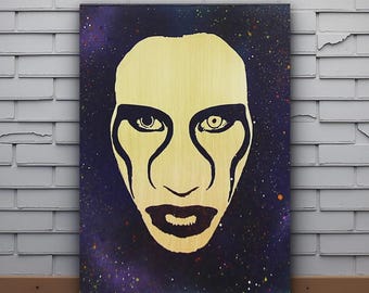 Ritratto di Marilyn Manson. Opera d'arte in metallo da parete. Materiali e dimensioni personalizzabili.