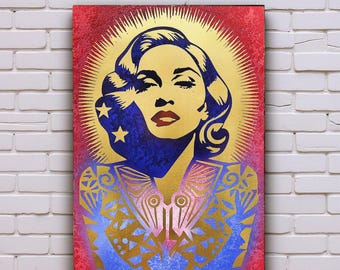 Ritratto della Madonna. Opera d'arte murale originale ed esclusiva in metallo. Materiali e dimensioni personalizzabili.