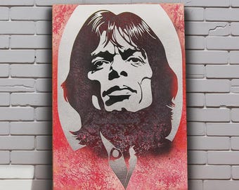 Ritratto di Mick Jagger. Opera d'arte originale ed esclusiva da appendere al muro in metallo. Materiali e dimensioni personalizzabili.