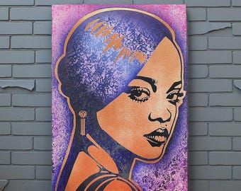Ritratto di Rihanna. Opera d'arte originale ed esclusiva da parete in metallo. Materiali e dimensioni personalizzabili.
