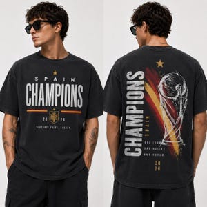 Spaans kampioen 2026 voetbal T-shirt met graphic print, vintage voetbalfan T-shirt