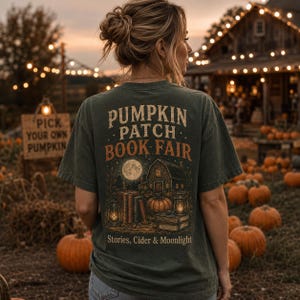Comfort Colors Pumpkin Patch Book Fair-skjorta, vintage höstläsning-tröja