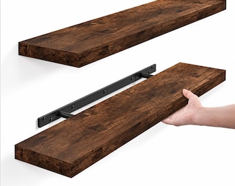 Estantes flotantes rústicos de madera marrón, juego de decoración estilo granja de 22 pulgadas.