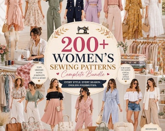 200+ Women's Sewing Pattern Bundle PDF | Beginner Dress & Jumpsuit Patterns | Printable Digital Clothing Designs