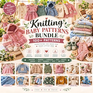Über 100 Baby-Strickmuster-Sets, Neugeborenen-Pullover, Strickjacken, Strampler, Babydecken, Babyschuhe, Babykleidung