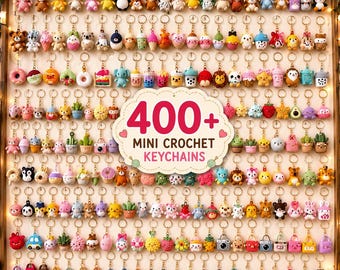 400+ Crochet Keychain Pattern Bundle, Amigurumi Animal Bag Charms, Kawaii Backpack Zipper Pull, Miniature
