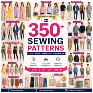 350+ Sewing Pattern Bundle, Women Men Baby Clothes, Maxi Skirt Wide  Pants Corset Top