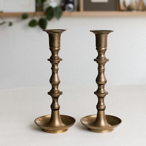 Vintage 10” Tall Brass Candlestick Holders Set of 2 - Solid Brass Taper Stands bild 1