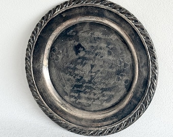 Vintage Oneida Silverplate Irish Blessing Tray | Rope Border Engraved Plate | 8 Inch Silver Plated Decor | An Irish Blessing