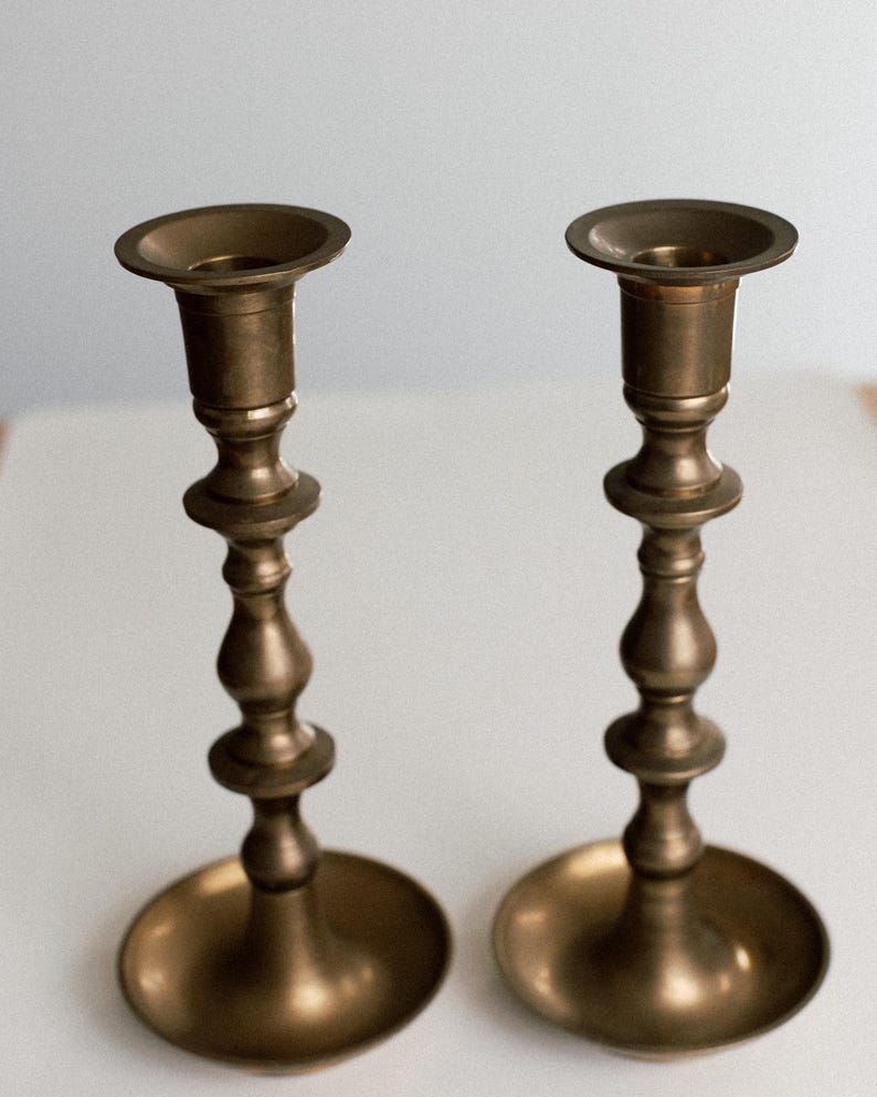 Vintage 10” Tall Brass Candlestick Holders Set of 2 - Solid Brass Taper Stands bild 2