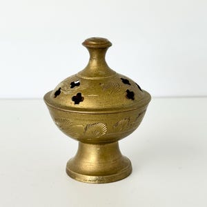 Vintage Brass Incense Burner | Pierced Lid Brass Censer | Indian Style Holder